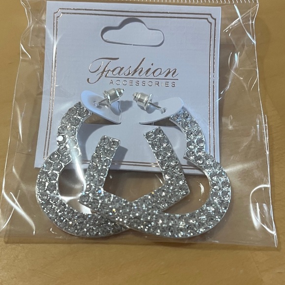 Jewelry - Silver Crystal Hoop Earrings